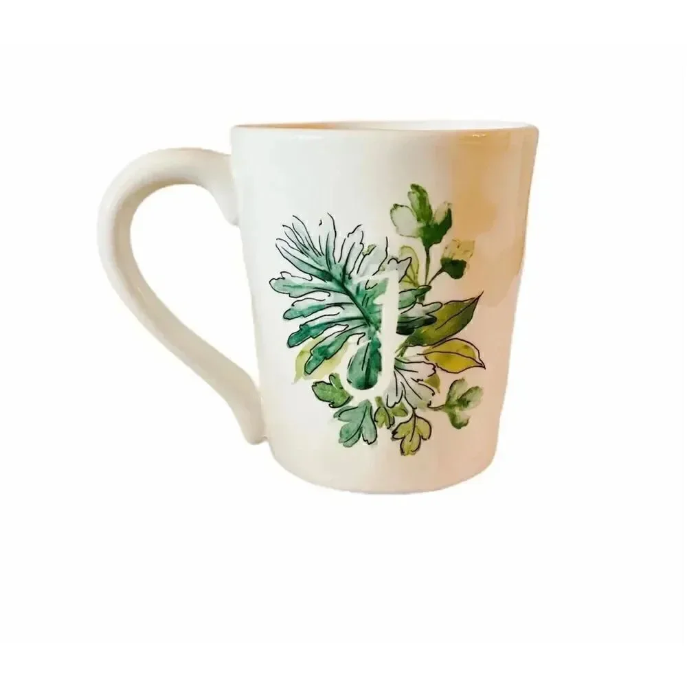 Pier 1-  Christmas J Monogram White Mug